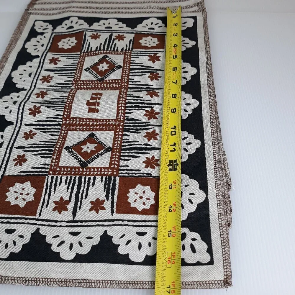 8-Hand Printed Linen Made in Fiji French Polynesian Placemats Tiki Ethnic